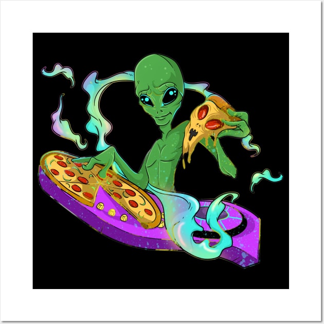 Eat Pizza Dj Space Alien Wall Art by Trendy Black Sheep